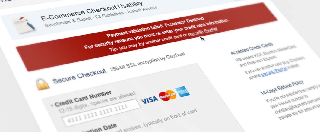 How To Recoup 30 Of Card Declined Abandonments Articles Baymard Institute