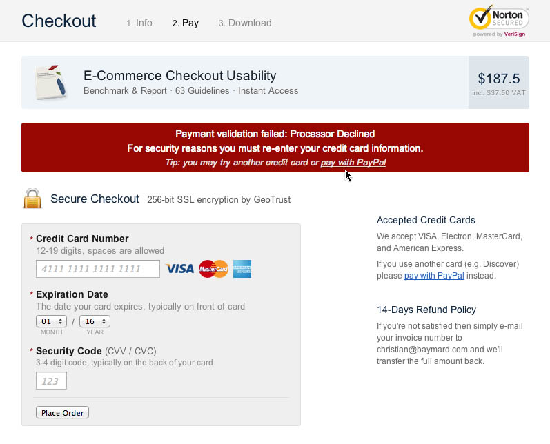 How to Recoup 30% of "Card Declined" Abandonments – Baymard
