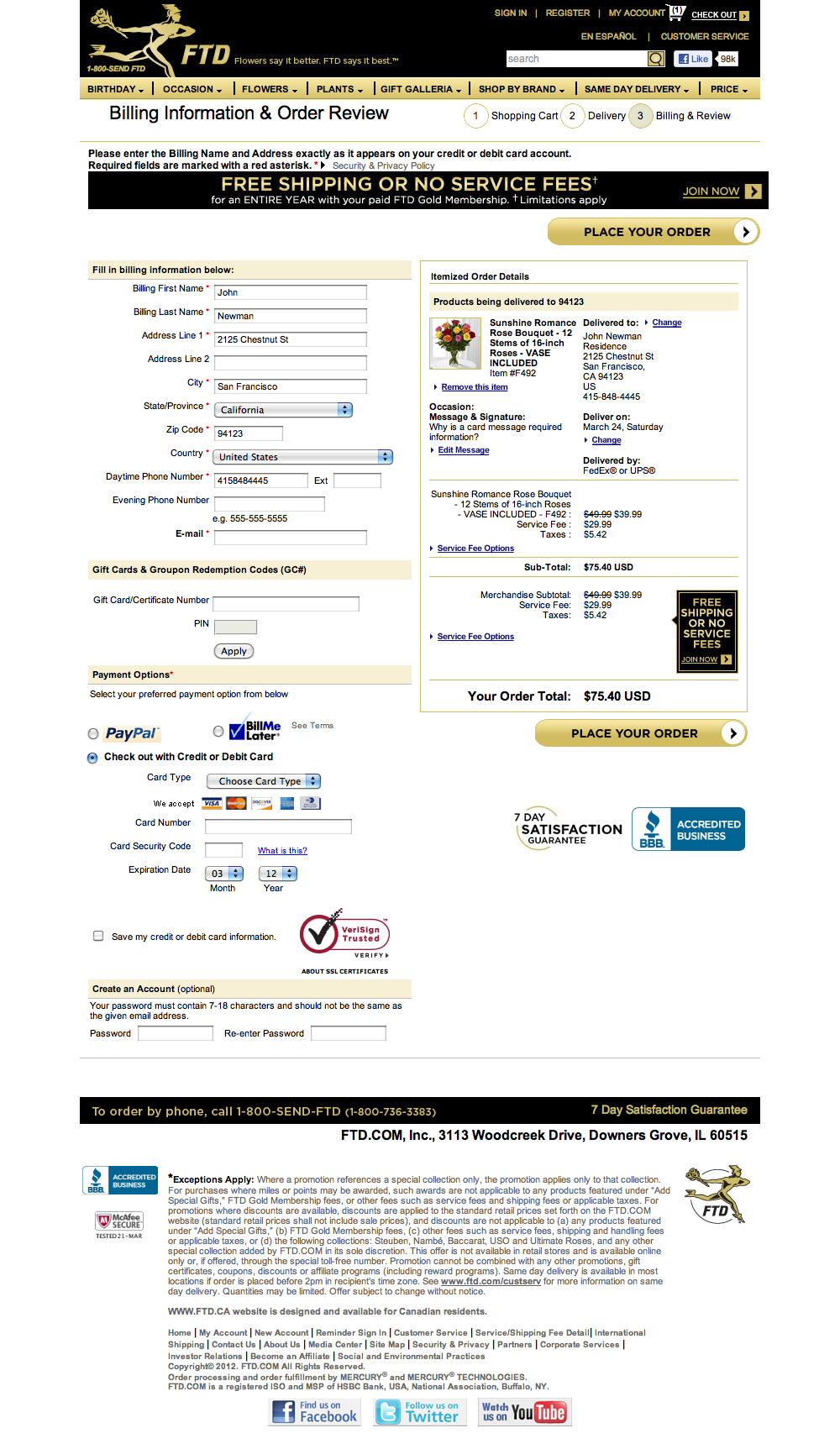 Example Of Billing Address