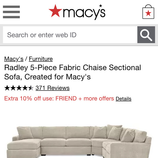 Macy S E Commerce Ux Case Study Baymard Institute - Radley 5 Piece Sectional Sofa Macy S E Commerce Ux Case Study Baymard Institute - Radley 5 Piece Sectional Sofa