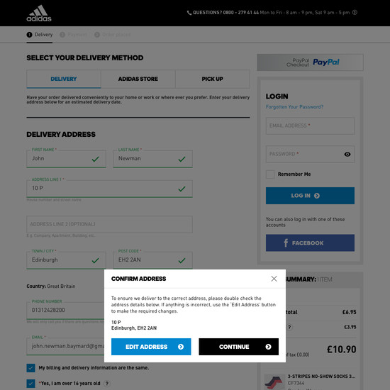 adidas address